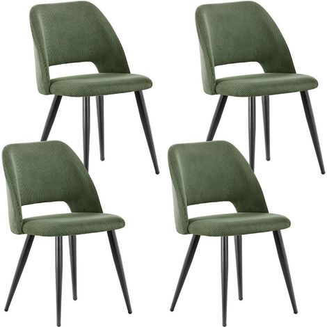 Esszimmerstühle 4er Set, Kordsamt, gepolstert, Metallbeine, Grün (1/5)