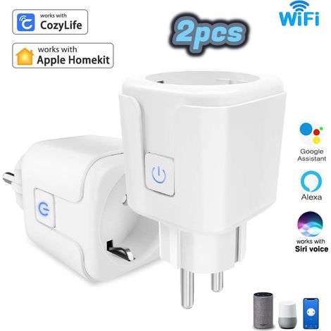 Presa intelligente con amperometro, presa WiFi da 16 A, presa intelligente compatibile con Cozylife+Homekit con controllo vocale, controllo remoto tramite app, timer/2 pezzi