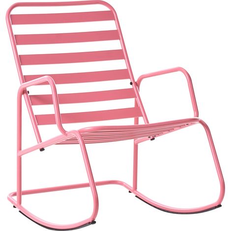 Garden Rocking Chair Pink Aluminium Slatted Design Modern Style Outdoor TURI (1/5)