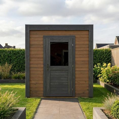 Abri de jardin en bois Luma 2.09x2.09m - 4.37m2 - Ep. 28mm - Traité (1/4)