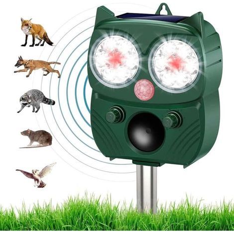 Répulsif ultrason pour chats et chiens – Chargement solaire et USB – Étanche IP64 – Protection jardin et extérieur (1/5)