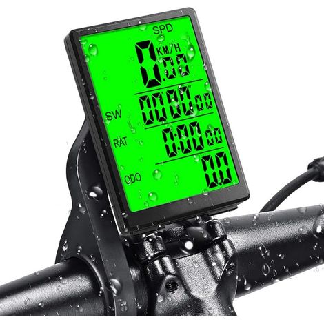 Compteur de vélo sans fil 31 fonctions – Écran LCD 3 pouces – Étanche – Mesure vitesse. distance. temps. calories – Réveil automatique (1/5)