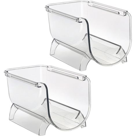 Soporte para botellas apilable de 2 piezas estilo cajón para vino y agua, transparente, organizador versátil para refrigerador, cocina y bar. (1/5)