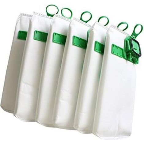 Packung mit 6 hocheffizienten Staubsaugerbeuteln für die Modelle Vorwerk VK140, VK150, FP140 und Kobold.