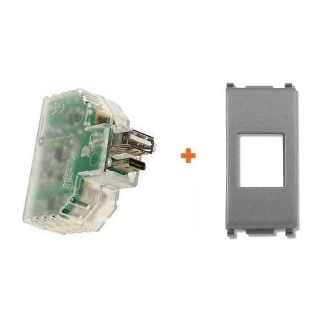 Fanton caricatore USB A+C incasso compatibile Vimar Plana Silver - 82893-PS