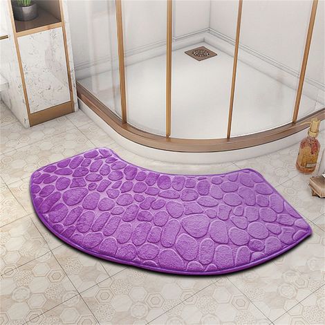 Tapis De Bain Courbé - Microfibre - Antidérapant - Forme Quadrant - Absorbant - Lavable En Machine - 30 x 100 cm - 1 Pièce (1/4)