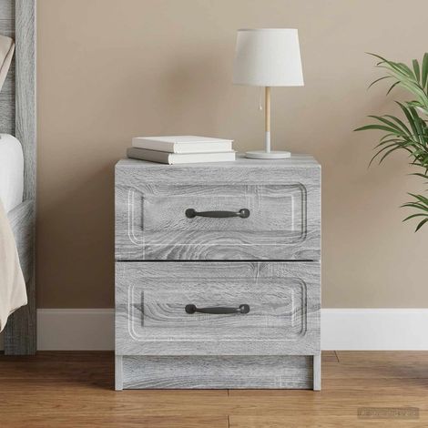 Table de chevet avec 2 tiroirs en bois d’ingénierie Sonoma gris 43 x 34,5 x 44,5 cm - PANGIVO (1/5)
