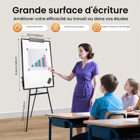 Tableau Blanc Effacable sur Pied,Tableaux Blancs Magnetique Chevalet de ConféRence,Hauteur Réglable Avec Support, Effaçable à Sec, Maison/Bureau (1/5)