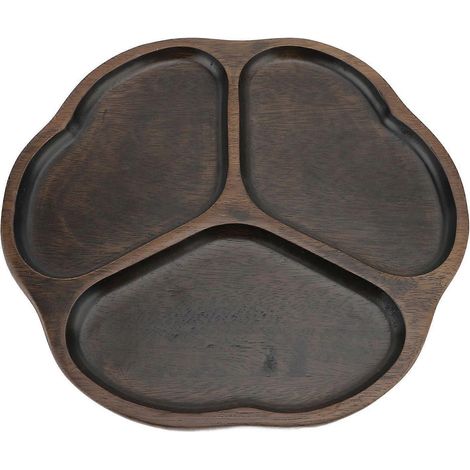 Servierplatte aus Holz mit 3 Fächern, unterteilt, dekorativ, für Snacks und Obst