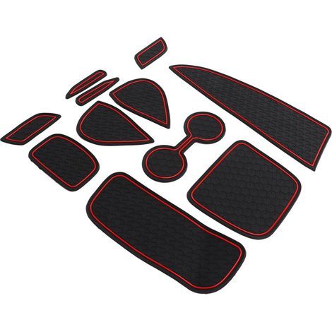 Ensemble de 11 tapis de tableau de bord antidérapants (noir/rouge) pour Toyota Yaris 2020-2021 (1/5)