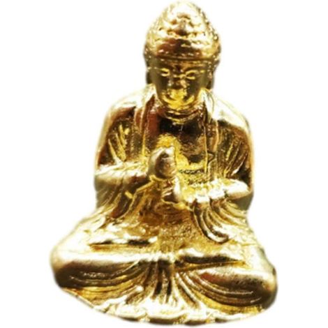 Petite figurine de Bouddha assis en laiton, décoration de bureau, souvenir, animal miniature pour la chambre, la maison ou le bureau. Accessoire de décoration-2.4x2.9cm Golden