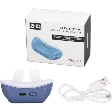 Bouchons nasaux anti-ronflement électriques en silicone doux, améliorant la qualité du sommeil pour hommes et femmes, bleu (1/5)