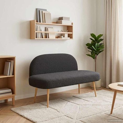 vidaXL Banc rembourré avec dossier Noir 110 x 60 x 76 cm Bouclé