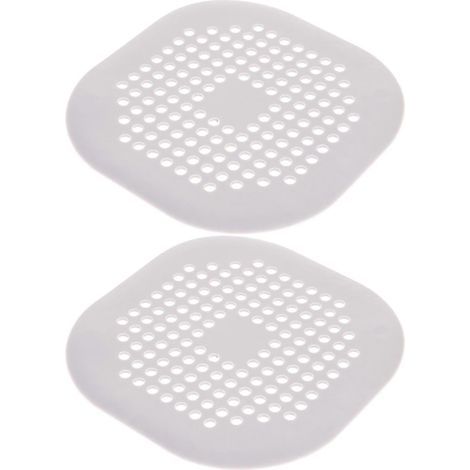 Grille de bonde carrée anti-cheveux pour douche. adaptée aux salles de douche. lot de 2 couvercles de protection gris en TPR (1/5)