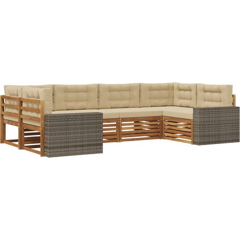 Outdoor-Sofagarnitur mit Kissen 6 pcs Natur und Beige vidaXL (1/5)