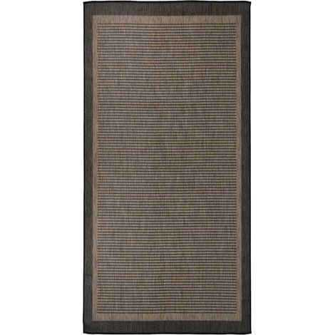 vidaXL Alfombra de exterior de tejido plano marrón oscuro 100x200 cm (1/5)