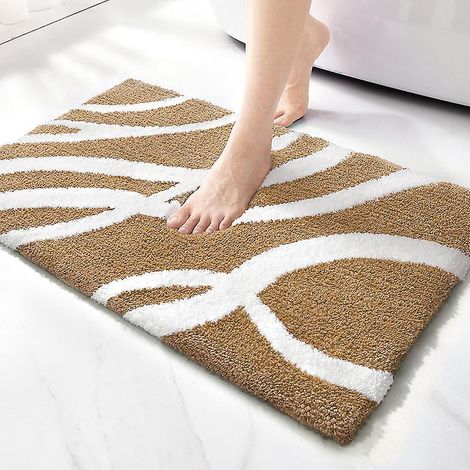 beige , Tapis De Bain En Microfibre Antidrapant 40 X 60 Cm,tapis Salle De Bain Absorbant Et Moelleux,tapis De Sol Lavable En Machine Pour Salle De (1/5)