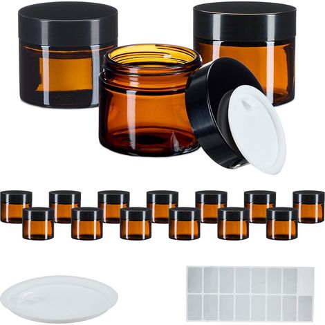 Vasetti per crema in vetro ambrato, 60 ml, protezione UV, a prova di perdite