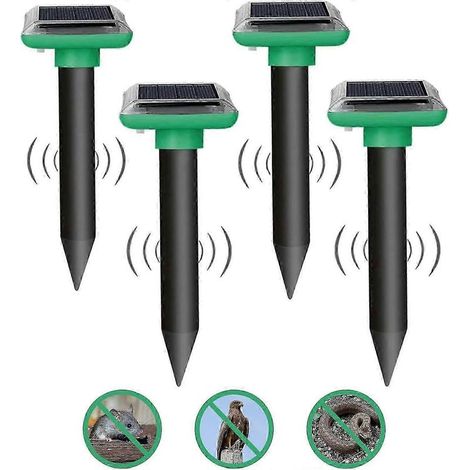 HONORNIC - Pack de 4 répulsifs, répulsif ultrasonique à énergie solaire, repousse efficacement les rongeurs et les serpents des pelouses. (1/5)