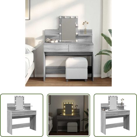 LED-Beleuchtung - Schminktisch mit LED-Beleuchtung Grau Sonoma 100x40x130 cm (1/5)