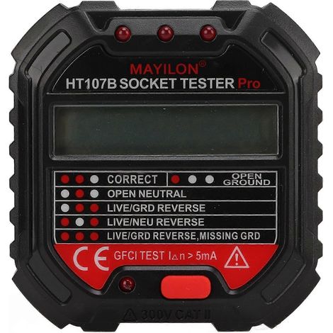 Détecteur de phase, affichage numérique, prise, testeur électroscopique, 90 V à