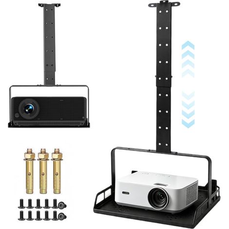 Support Videoprojecteur Plafond, Universel Support Mural Videoprojecteur Retroprojecteur, Charge 10kg, Guide-CâBles CachéS, pour Home CinéMa et Bureau (1/5)