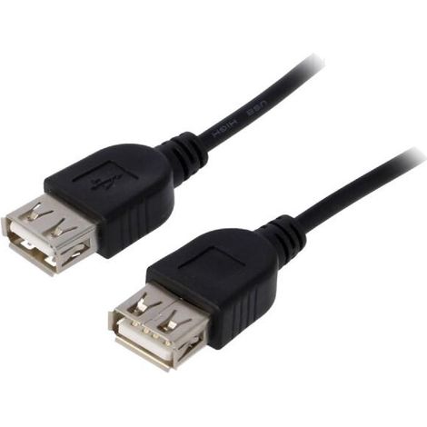 Cable- USB 2.0- USB A socle.de deux cotes- nickele- 1.8m- noir