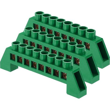 3 Pcs Borne De Mise À La Terre, 8 Positions Borne À Vis En Laiton, Bloc De Terre 7x14mm Pour Équipement Électrique, Boîte De Distribution, Vert (1/5)
