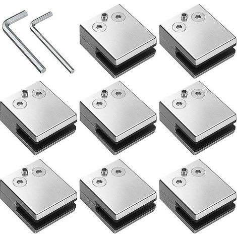 Pinces à verre réglables 8 PCS – Acier inoxydable 304 – Épaisseur de verre 8-10 mm – Support balustrade d'escalier (1/5)