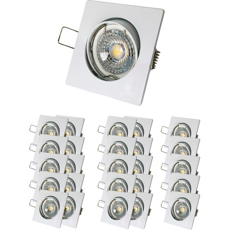 Lot de 25 Spot led carré blanc 230v 38° blanc chaud (1/4)