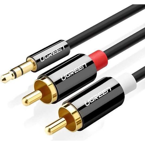 Cable Ugreen AV116 de 3,5 mm jack a 2RCA (Cinch) 3 m (negro)