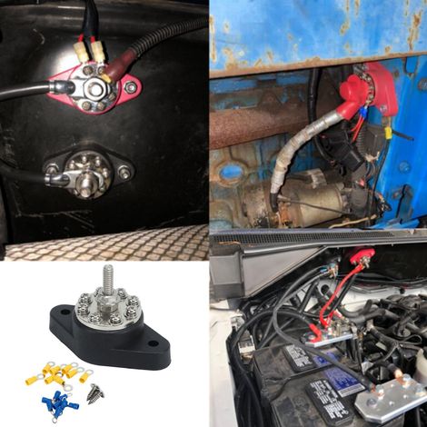 Bornes de distribution d'alimentation noires à 8 voies 1/4" M6 avec 2 vis M520 et 16 blocs de bornes (CP-3063) (1/5)