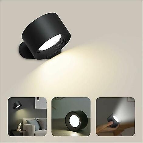 Berührungsempfindliche LED-Wandleuchte mit USB-Ladeanschluss, Touch-Steuerung, 3 Helligkeitsstufen, 3 Farbtemperaturen, 360°-Drehung, Schlafzimmerlampe, 1 Stück (schwarz) (1/5)