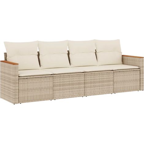 Set Divano da Giardino 4 pz con Cuscini Beige in Polyrattan vidaXL (1/5)