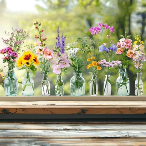 Fleurs printanières en bocaux, autocollants pour fenêtres, plantes en pot, stickers anti-collision pour la maison, le bureau ou la salle de classe (1/5)