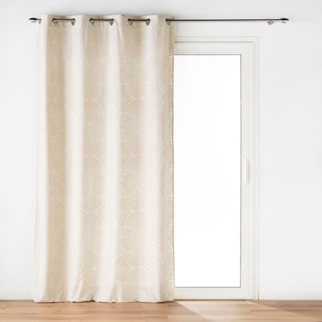 Rideau a oeillets 135 x 260 cm velours devore eva Naturel (1/4)