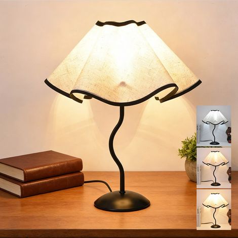 Lampe de table rétro en forme de pétale,lampe de chevet en forme de feuille de lotus, veilleuse décorative LED,3000K/4000K/6000K (1/5)