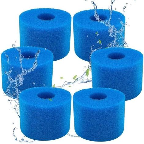 Schaumstoff-Poolfilter für Intex Typ S1 - Schaumstofffilter für Whirlpool und Schwimmbad - Wiederverwendbar und waschbar - Typ S1 Filtrationsschwamm - 6 Stück