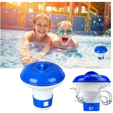 Bouée de piscine, distributeur flottant, étagère flottante pour piscine, distributeur de produits chimiques pour spa (2 pièces) (1/5)