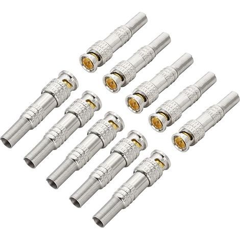 Connecteurs coaxiaux mâles BNC, paquet de 10 caméras de surveillance RG59 RG6 câbles coaxiaux de transmission vidéo prise Q9 vers câble coaxial RG59 pour caméra de vidéosurveillance (1/5)