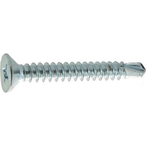 Vis autoperceuses tête fraisée empreinte Phillips acier zingué blanc entièrement filetées, diamètre 4,8 mm, longueur 19 mm, boît - VISWOOD (1/2)