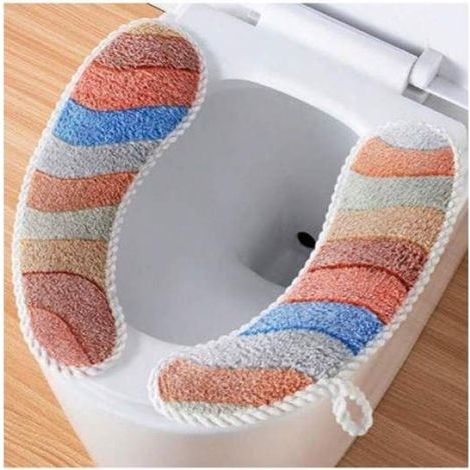1 WC-Sitzbezug, universelles WC-Zubehör, selbstklebender WC-Sitzbezug mit Reißverschluss (1/5)