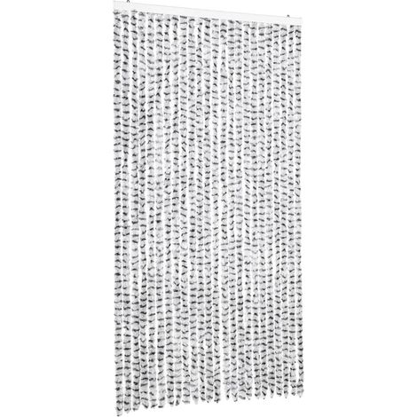 Rideau anti-mouches gris clair et gris foncé 100x200cm chenille CFW65119 (1/5)