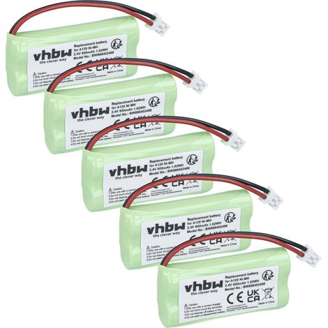 vhbw 5x Akku Ersatz für T436-U1 V30145-K1310-X359, S30852-D1640-X1, T382 für schnurlos Festnetz Telefon (800 mAh, 2,4 V, NiMH) (1/5)