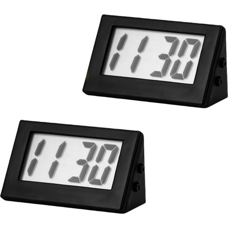 Paquete de 2 relojes digitales pequeños de viaje, sin tictac, sin alarma, con LED, electrónico, digital, funciona solo con pilas. (1/5)