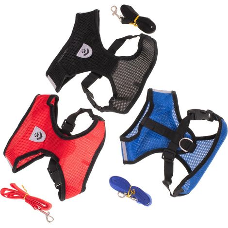 Harnais de marche sans pression réflecteur réglable pour chien chat + laisse taille XL