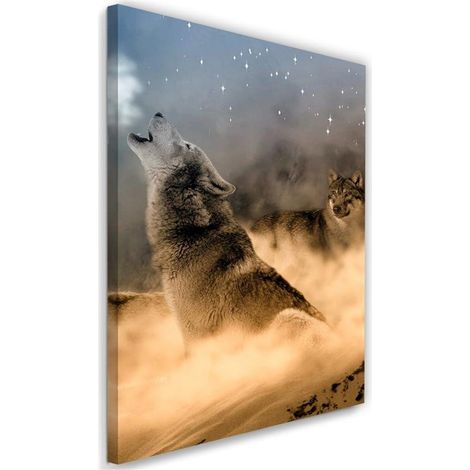 Tableau sur toile Loup Brouillard Animal Nature 40x60 (1/5)