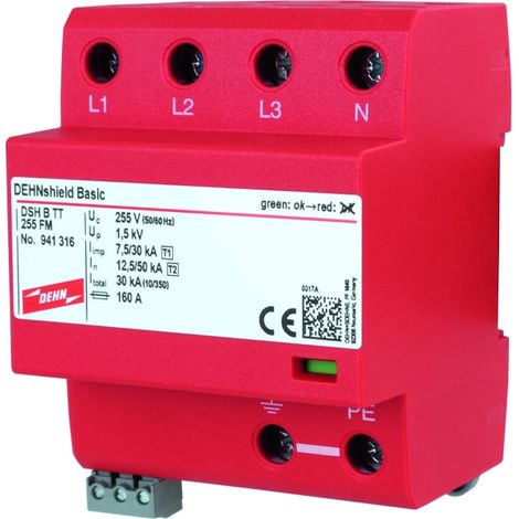 Dehnshield Scaricatore Combinato per reti TT e TN-S, impiego in sistema di alimentazione principale (circuito 3+1)