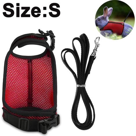 Harnais Pour Petit Animal - Nylon Durable Réglable Avec Fermoir À Cliquet - Convient Pour Cochon D Inde Lapin Nain Furet Rat Iguane Hamster Dragon Barbu - Lot Complet Avec Laisse Et Clochette (1/5)