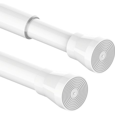Tringle de douche réglable en acier inoxydable sans perçage Pour armoire, salle de bain, balcon, rideau de douche (85-160 cm, blanc) (1/5)